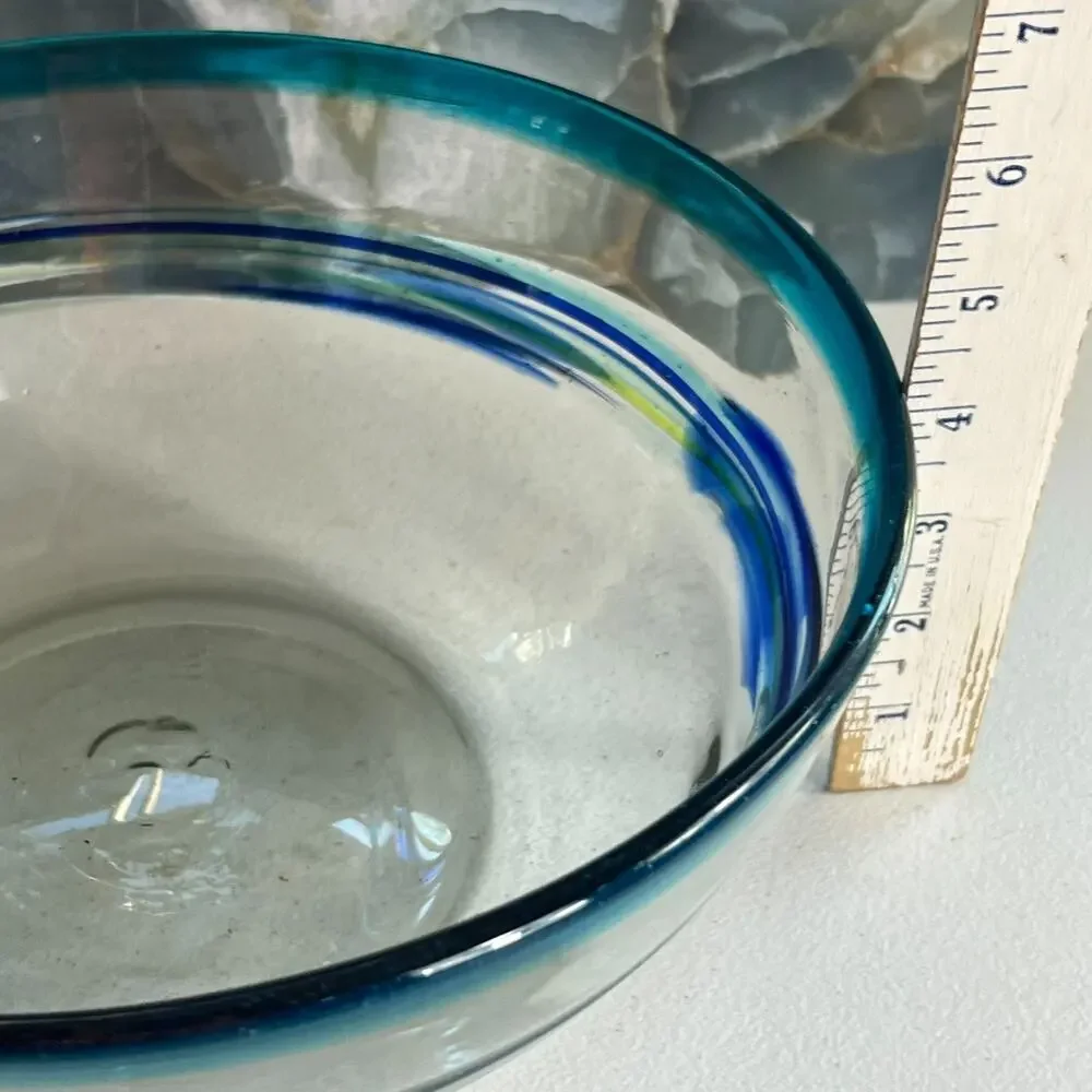 Mexican Hand Blown Art Large Bowl 4